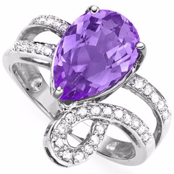 Ring 2.33 Ct Amethyst & Diamond Sterling Silver